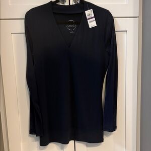 INC International Concepts Deep Navy V-Neck Long Sleeve Top